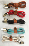 TYPE C  REAL LEATHER ASST COLORS CELL PHONE CHARGER CORD ( sold by the dozen or piece )