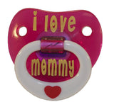 I LOVE MOMMY WITH RING TODDLER PACIFIER ( sold by  the piece ) * CLOSEOUT NOW $1.50 EA