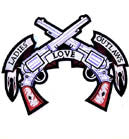 JUMBO BACK PATCH LADIES LOVE OUTLAWS PISTOLS (Sold by the piece)