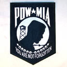 JUMBO 10 INCH EMBROIDERED PATCH POW MIA  (Sold by the piece) -* CLOSEOUT $ 4.95 EA