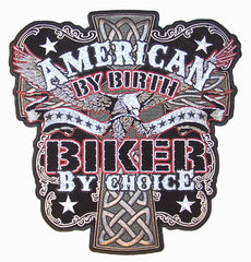 JUMBO AMERICAN BY BIRTH BIKER BY CHOICE PATCH 10 INCH (Sold by the piece)