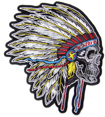 JUMBO INDIAN WITH SIDE HEADDRESS  EMBROIDERED PATCH 10 INCH (Sold by the piece)