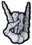 JUMBO SKELETON BONES  ROCK ON  EMBROIDERED PATCH 11 INCH (Sold by the piece)
