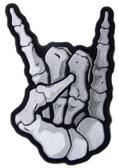 JUMBO SKELETON BONES  ROCK ON  EMBROIDERED PATCH 11 INCH (Sold by the piece)
