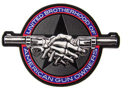 JUMBO UNITED BROTHERHOOD GUN SHAKE  EMBROIDERED PATCH 11 INCH (Sold by the piece)