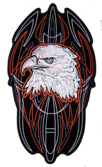 JUMBO PINSTRIPE EAGLE HEAD  EMBROIDERED PATCH 10 INCH (Sold by the piece)