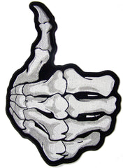 JUMBO SKELETON BONES HAND THUMBS UP  EMBROIDERED PATCH 11 INCH (Sold by the piece)