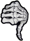 JUMBO SKELETON BONES HAND THUMBS DOWN  EMBROIDERED PATCH 11 INCH (Sold by the piece)