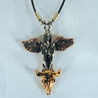 3D MULTICOLOR LADY WITH WINGS AND COW SKULL ROPE NECKLACE (Sold by the piece or dozen) *- CLOSEOUT $ 1 EA