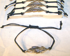 METAL FEATHER ROPE BRACELETS ( sold by the dozen )