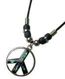 PAUA SHELL OPEN PEACE SIGN NECKLACE ( sold by the iiece or  dozen )