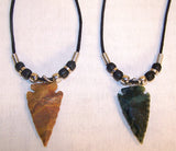 1 1/2 inch * small * ARROWHEAD STONE W SILVER BEAD ROPE NECKLACE (Sold by the dozen)