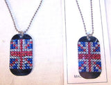 BRITISH DOG TAG CRYSTAL NECKLACE WITH JEWELS  (Sold by the PIECE OR dozen) *- CLOSEOUT NOW ONLY 50 CENTS