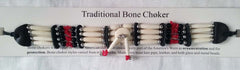 RED STONE FOUR ROW BONE CHOKER NECKLACE (SOLD BY THE PIECE)