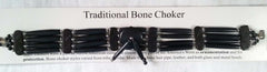 BLACK FOUR ROW BONE CHOKER NECKLACE (SOLD BY THE PIECE)