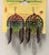3 INCH METAL DREAM CATCHER RAINBOW with SILVER DANGLE EARRINGS WITH FEATHERS (SOLD BY THE PAIR)