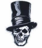 SKULL HEAD WITH STOVE TOP HAT PATCH 10 INCH (Sold by the piece)