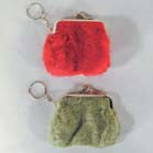 GIRLS FUZZY COIN CLUTCH PURSE KEY CHAIN (Sold by the piece)