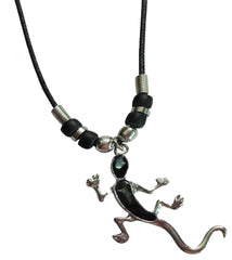 LIZARD PAUA SHELL  ROPE NECKLACE (Sold by the piece or dozen) CLOSEOUT NOW 50 CENTS EA