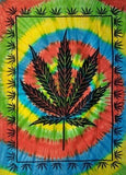 Tie Dye Marijuana Leaf Multicolor Tapestry 55" x 83" ( sold by the piece)