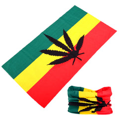 REGGAE POT LEAF MULTI FUNCTION SEAMLESS BANDANA WRAP ( sold by the piece or 10 PACK) )