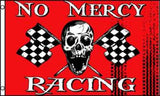 NO MERCY RACING SKULL X BONE CHECKERED 3 X 5 FLAG ( sold by the piece )