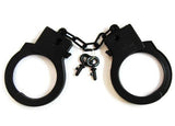 BLACK PLASTIC HANDCUFFS WITH KEYS (Sold by the dozen)