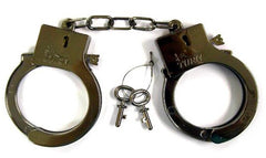 ELECTROPLATED SHINY GREY PLASTIC HANDCUFFS WITH KEYS (Sold by the dozen)