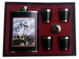 WILD ANIMALS FLASK SET W 4 SHOT GLASSES  (Sold by the piece)