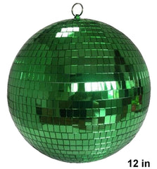 12 INCH GREEN COLOR MIRROR REFLECTION DISCO BALL (Sold by the piece)  *- CLOSEOUT SALE 34.50 EA