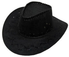 BLACK HEAVY LEATHER STYLE WESTERN COWBOY HAT (Sold by the piece or dozen)