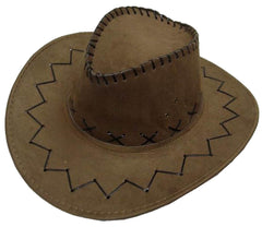 LIGHT BROWN HEAVY LEATHER STYLE WESTERN COWBOY HAT  (Sold by the piece or dozen)