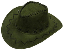 OLIVE GREEN HEAVY LEATHER STYLE WESTERN COWBOY HAT  (Sold by the piece or dozen)