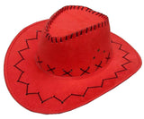 RED COLOR HEAVY LEATHER STYLE WESTERN COWBOY HAT (Sold by the piece or dozen)