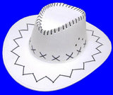 WHITE COLOR HEAVY LEATHER LOOKING COWBOY HAT  (Sold by the piece or dozen)