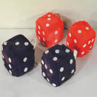 LARGE 3 INCH PLUSH FUZZY DICE ASSORTED COLORS (Sold by the dozen)