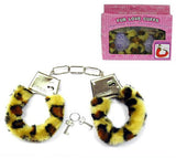 LEOPARD FUR LINED HANDCUFFS (Sold by the piece OR dozen ) -* CLOSEOUT $ 2 EA
