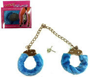 BLUE FUR LINED LEG CUFFS  (sold by the piece )