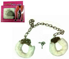 WHITE FUR LINED LEG CUFFS  (sold by the piece )