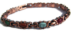 COPPER MAGNETIC OVAL SHAPED MIXED STONES LINK BRACELET  (sold by the piece )