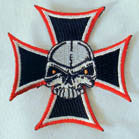 SKULL IRON CROSS 3 INCH PATCH (Sold by the piece OR dozen) CLOSEOUT AS LOW AS 75 CENTS EA