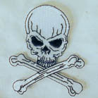 SKULL X BONE 3 INCH PATCH (Sold by the piece oR dozen ) -* CLOSEOUT NOW AS LOW AS 50 CENTS EA