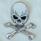 SKULL X BONE 3 INCH PATCH (Sold by the piece oR dozen ) -* CLOSEOUT NOW AS LOW AS 50 CENTS EA