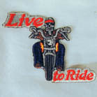 LIVE TO RIDE BIKE RIDER 4 INCH PATCH (Sold by the piece or dozen ) -* CLOSEOUT NOW AS LOW AS 75 CENTS EA