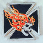 SIDE SKULL FLAMES 3 INCH PATCH (Sold by the piece or dozen ) * CLOSEOUT AS LOW AS 75 CENTS EA