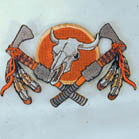 INDIAN COW SKULL 4 INCH PATCH (Sold by the piece or dozen ) -* CLOSEOUT AS LOW AS .75 CENTS EA