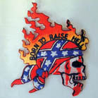 BORN TO RAISE HELL 4 INCH PATCH ( Sold by the piece or dozen ) *- CLOSEOUT AS LOW AS 75 CENTS EA