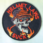 HELMET LAWS SUCK 3 INCH PATCH ( Sold by the piece or dozen ) *- CLOSEOUT AS LOW AS 50 CENTS EA