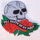 TILL DEATH DO WE PART 4 INCH PATCH ( Sold by the piece or dozen ) *- CLOSEOUT AS LOW AS 75 CENTS EA
