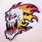 SCARY SKULL FLAMES PATCH (Sold by the piece or dozen )  *-CLOSEOUT AS LOW AS 75 CENTS EA